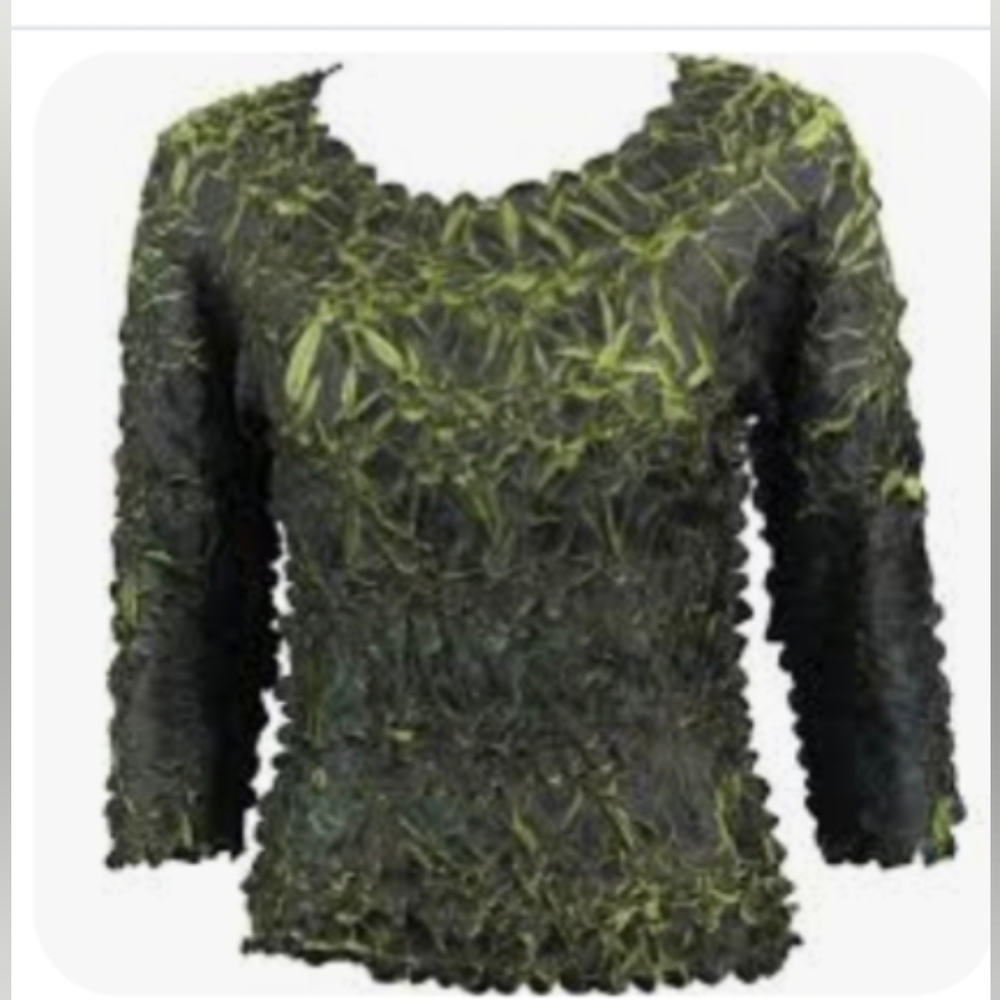 Black-Green Origami 3/4 Sleeve One Size Fits (S-XL) NWT By Magic Scarf